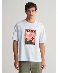 GANT - Light Washed Graphic T-Shirt - Lyst