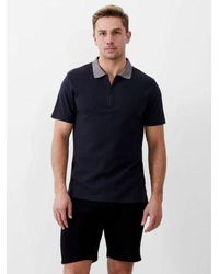 French Connection - Charcoal Popcorn Zip Polo Shirt - Lyst