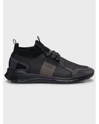 BOSS - Extreme Knit & Suede Trainer - Lyst