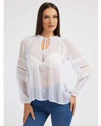 Guess - Pure Gilda Long Sleeve Trim Blouse - Lyst