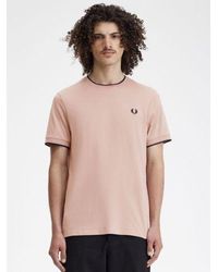 Fred Perry - Dark Dusty Rose Twin Tipped T-Shirt - Lyst