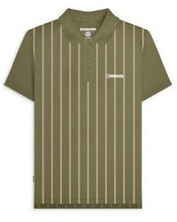 Lambretta - Khaki Cream Pinstripe Polo Shirt - Lyst