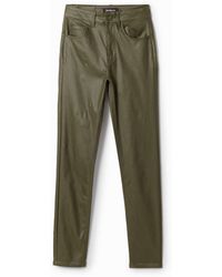 Desigual - Leather-Effect Slim Trousers, Polyurethane - Lyst