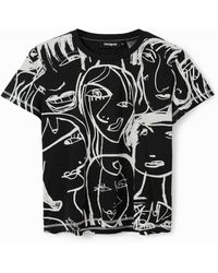 Desigual - Contrasting Face T-Shirt, Cotton - Lyst
