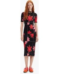 Desigual - Ribbed Floral Midi Dress, Viscose - Lyst