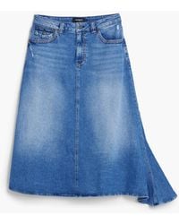 Desigual - Asymmetric Midi Denim Skirt, Cotton - Lyst