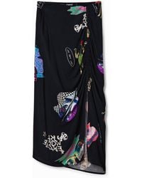 Desigual - Collage Slim Midi Skirt, Viscose - Lyst