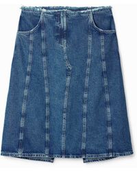 Desigual - Midi Skirt, Striped Denim Effect. Cotton - Lyst