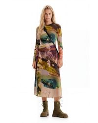 Desigual - M. Christian Lacroix Collage Midi Dress, Viscose - Lyst