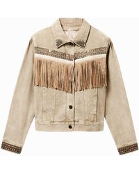 Desigual - Fringed And Embroidered Trucker Jacket - Lyst
