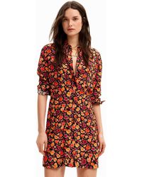 Desigual - Short Floral Shirt Dress - Lyst