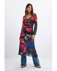 Desigual - Printed Long-Sleeve Dress M. C. Lacroix, Polyester - Lyst