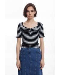 Desigual - Striped T-Shirt, Cotton - Lyst