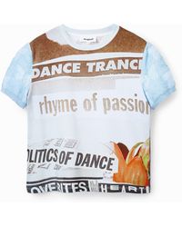 Desigual - Textured Newspaper T-Shirt - Lyst
