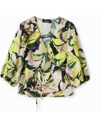 Desigual - Floral Wrap Blouse, Polyester - Lyst