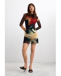 Desigual - Short Printed Tulle Dress, Polyester - Lyst
