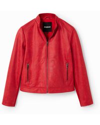 Desigual - Slim Biker Jacket, Polyester - Lyst
