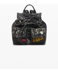 Desigual - Petit Sac À Dos Avec Poches, Femme, Coton, Noir - Lyst