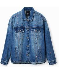 Desigual - Floral Denim Trucker Jacket, Cotton - Lyst
