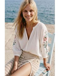 Desigual - Blouse Embroidered Sleeves - Lyst