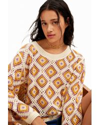 Desigual - Multicolour Crochet Pullover - Lyst