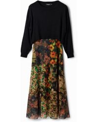 Desigual - 2-In-1 Patchwork Midi Dress - Lyst