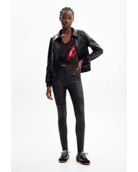 Desigual - Slim Leather-Effect Trousers, Polyurethane - Lyst