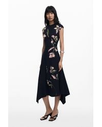 Desigual - Robe Asymétrique À Fleurs, Femme, Coton, Noir - Lyst