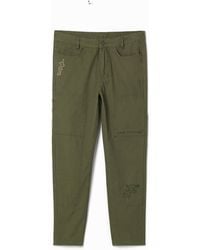 Desigual - Straight Long Pants With Embroidery. Cotton - Lyst