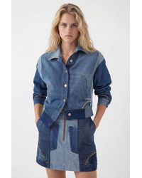 Desigual - Upcycled Cropped Denim Jacket, Cotton - Lyst