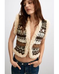 Desigual - Printed Jacquard Knit Vest - Lyst