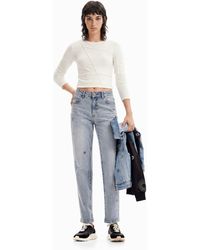 Desigual - Straight Appliquéd Jeans, Cotton - Lyst