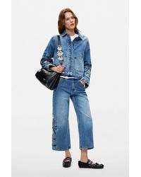 Desigual - Culotte Jeans With Flowers, Cotton - Lyst