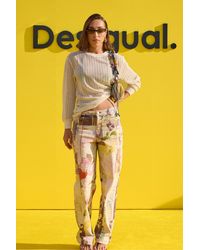Desigual - Printed Denim Trousers, Cotton - Lyst