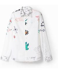 Desigual - Illustrated Shirt With Messages, Cotton - Lyst