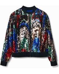 Desigual - Sequin Bomber Jacket, Polyester - Lyst