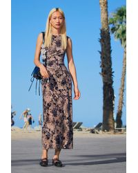 Desigual - Flocked Long Dress, Polyester - Lyst