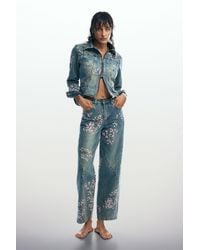 Desigual - Regular Embroidered Denim Pants, Cotton - Lyst