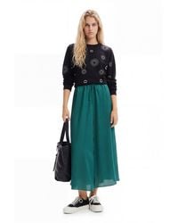 Desigual - Satin Midi Skirt, Polyester - Lyst