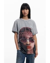 Desigual - T-Shirt À Manches Courtes Avec Visage - Lyst