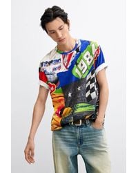 Desigual - Printed Racing T-Shirt, Cotton - Lyst