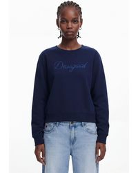 Desigual - Sweatshirt With Logo And Rhinestones, Cotton - Lyst