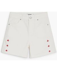 Desigual - Embroidered Denim Shorts, Cotton - Lyst