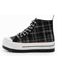 Desigual - Tartan Platform High-Top Sneakers, Polyester - Lyst