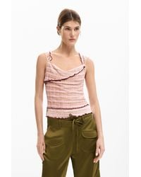 Desigual - Ruffled T-Shirt - Lyst