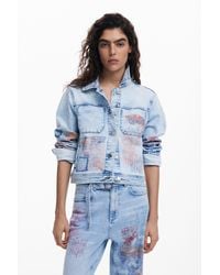 Desigual - Denim Jacket With Patches - Lyst