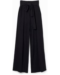 Desigual - Wide-Leg Knit Trousers, Cotton - Lyst