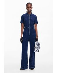 Desigual - Washed-Effect Denim Jumpsuit, Cotton - Lyst