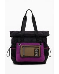 Desigual - Grand Sac À Dos Voyager Multiposition, Femme, Polyamide, Noir - Lyst