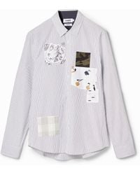 Desigual - Chemise Rayures Patchwork, Coton, Blanc - Lyst